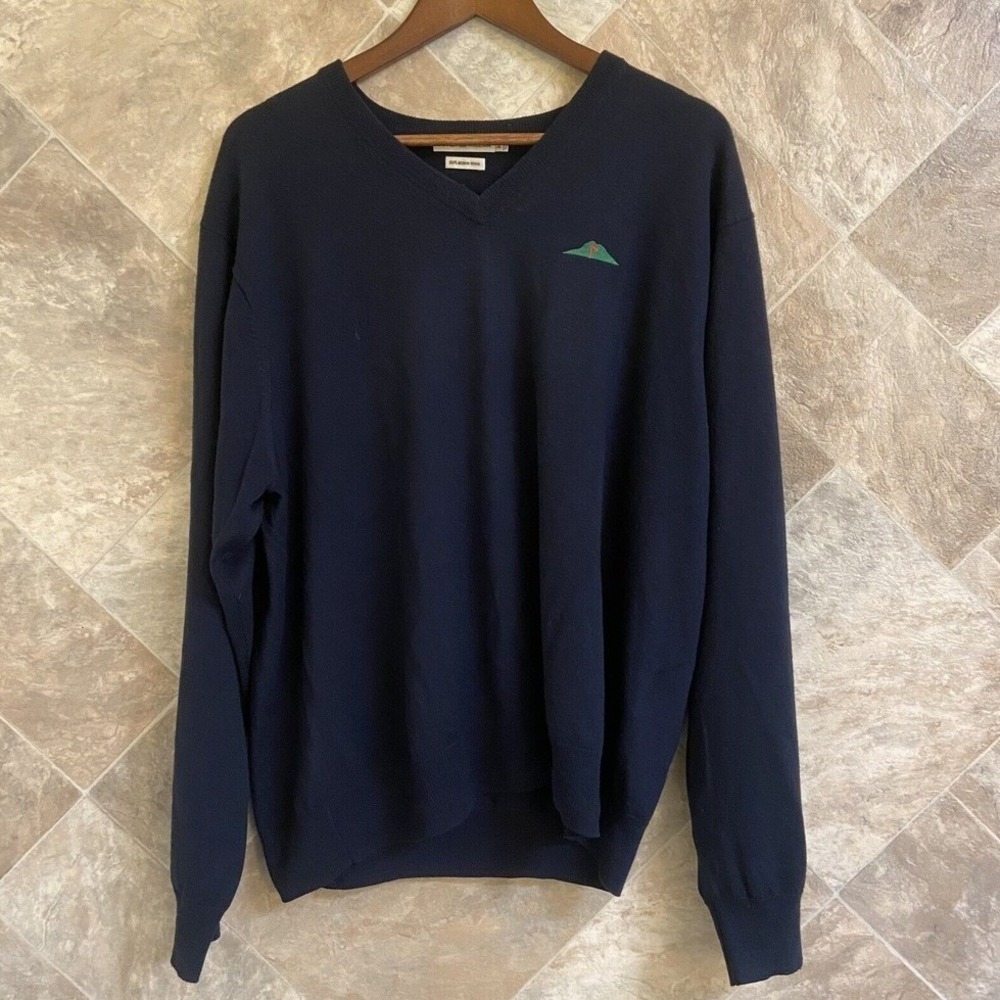 Peter Millar Men's Golf Pullover Sweater Sz XL Navy Blue 100%‎ Merino Wool